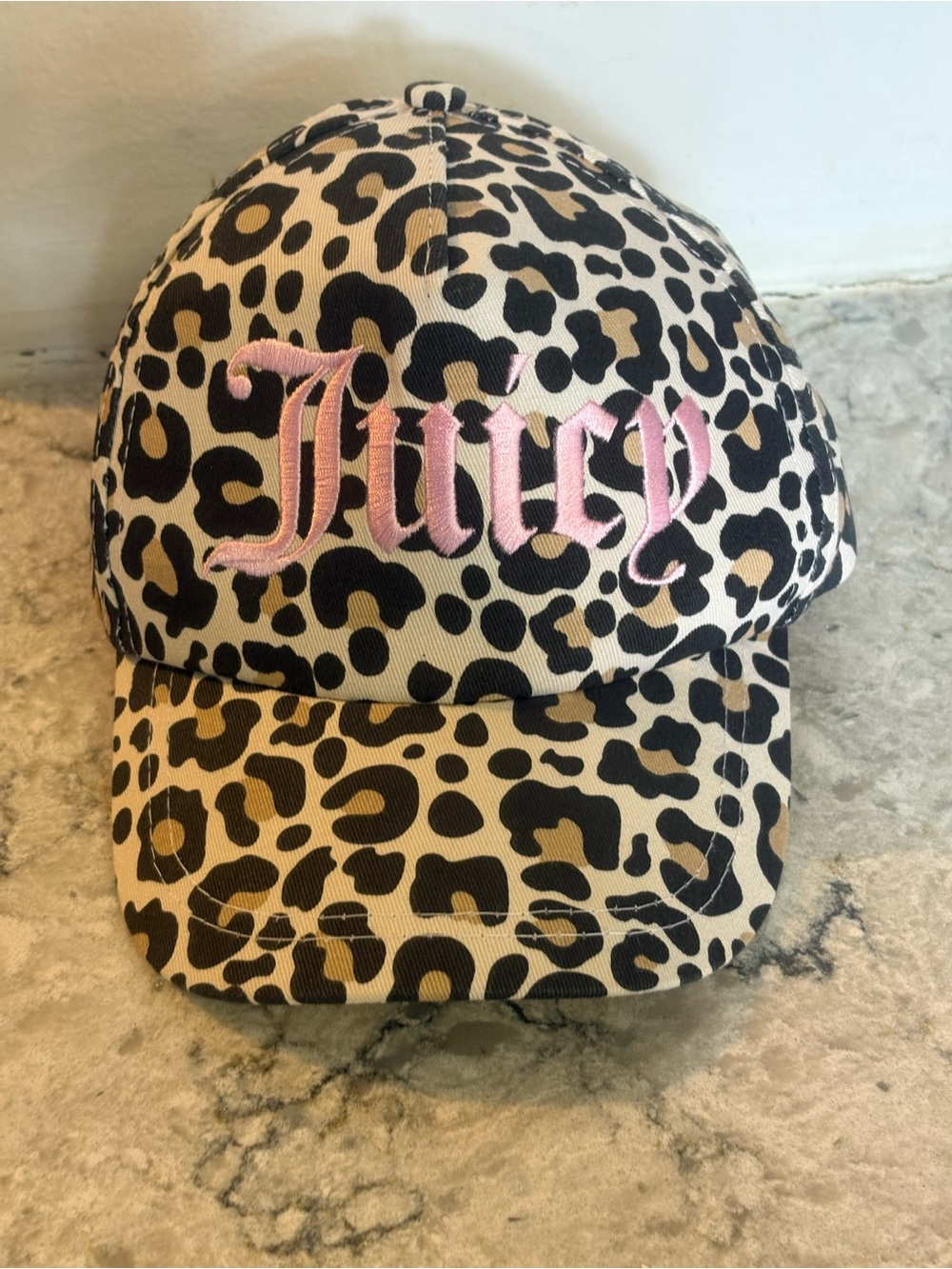 Juicy Couture Leopard Print Kids Hat with Pink Logo